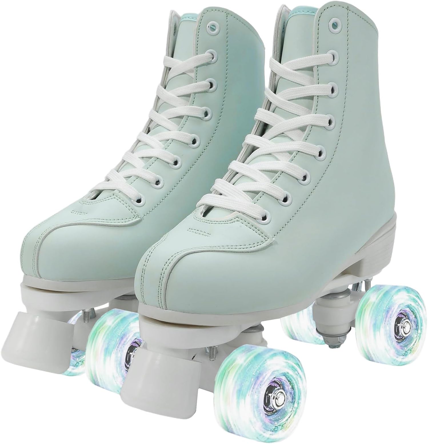XUDREZ Women Roller Skates Girls Roller Derby Skates Adult Skates Shoes Mint Green Four-Wheel RollerSkates for Beginner Outdoor Indoor