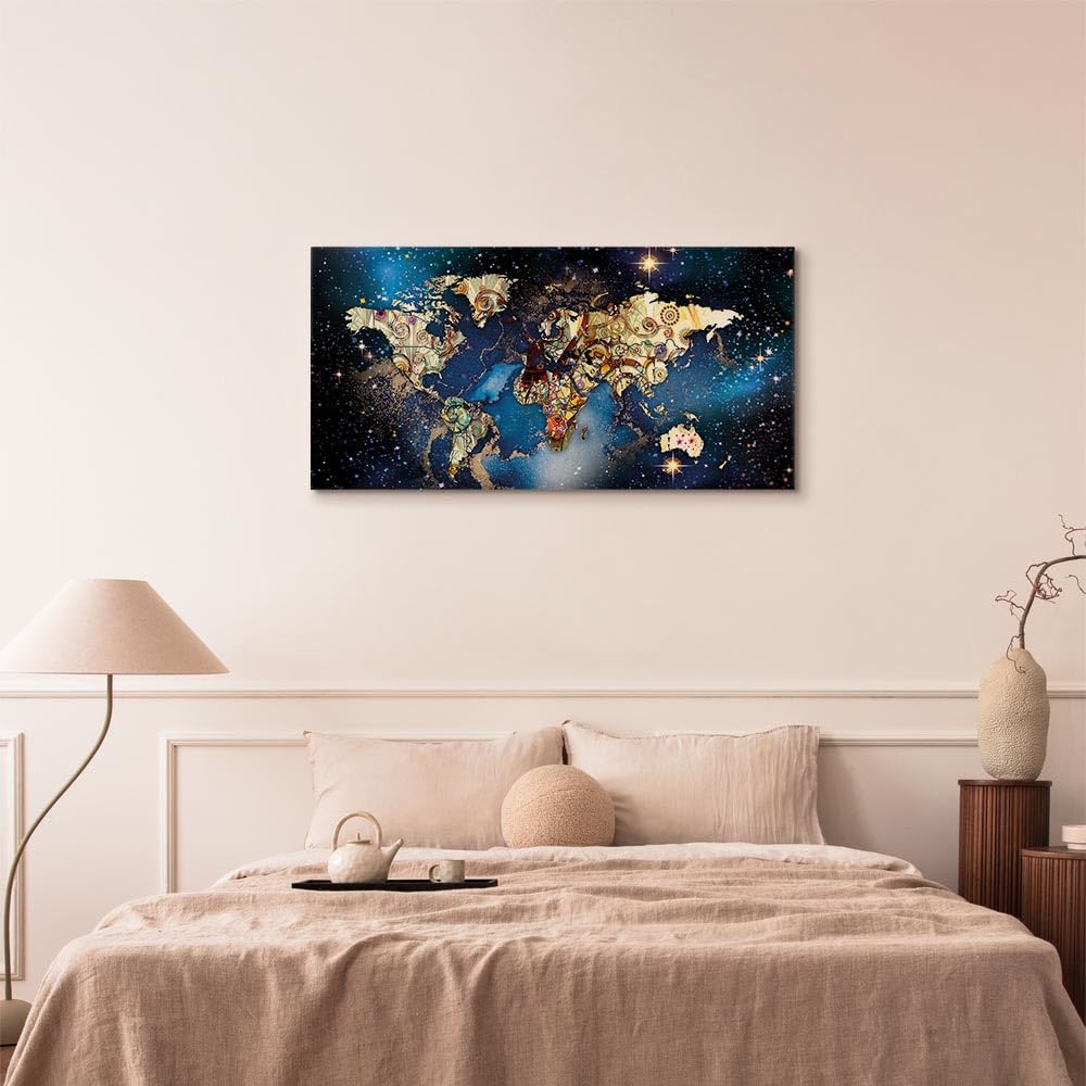 murando - Quadro Moderno per Soggiorno, Mappa del Mondo, 140x70 cm