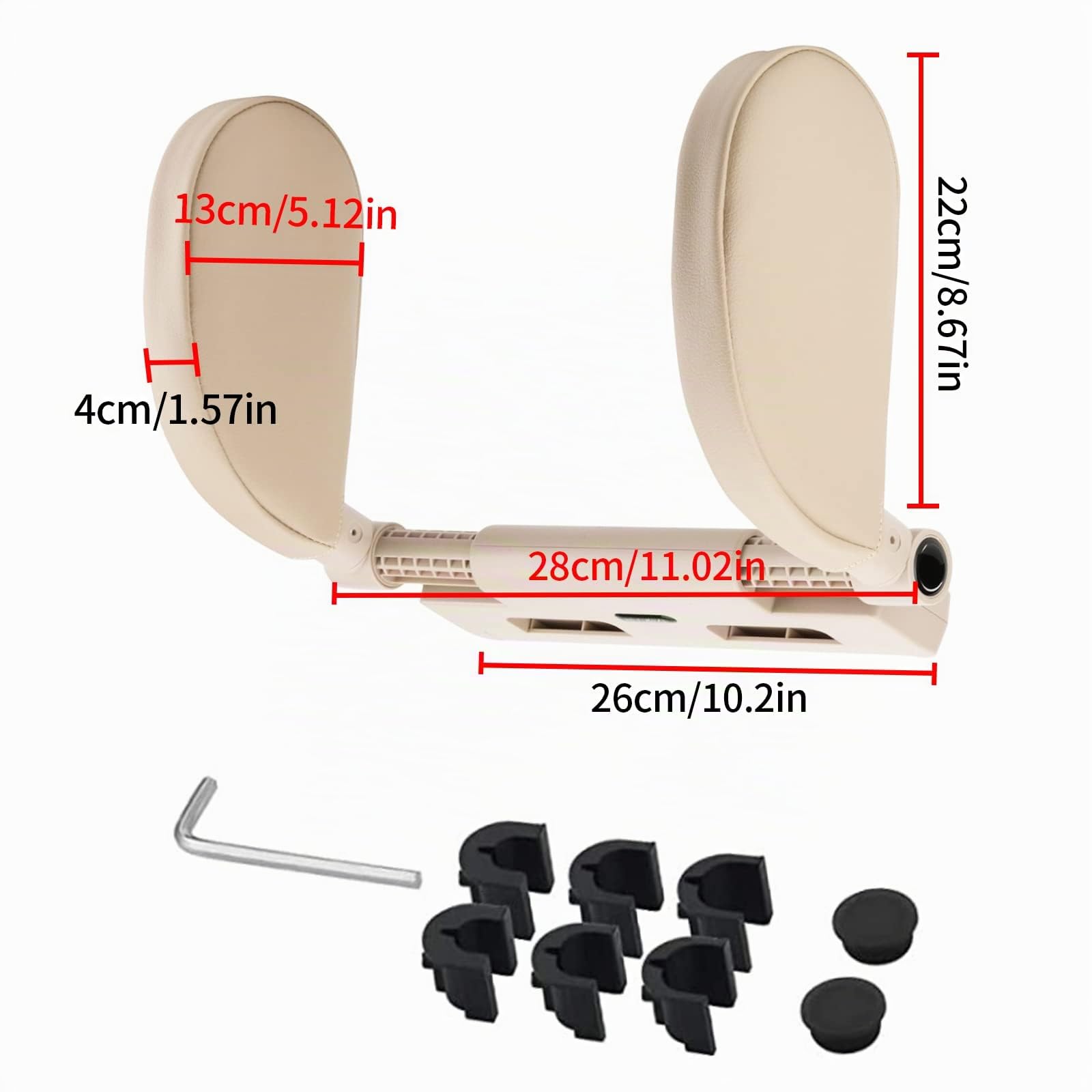 Hifrom Repose Tete Voiture, Voiture Oreiller Protection, Rotation à 180°Appui-Tête, Repose Tête Latéral de Siège Voiture pour Adultes Enfants, Cou de Repose Tête pour dormir en Voiture Voyage (Beige)