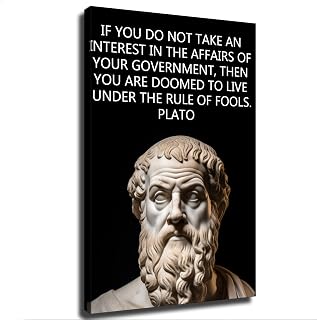 Plato Quotes -Take Interest in the Affairs of Your Government Canvas Wall Prints poster Modern Home Aesthetic Decor Wall art for Bedroom Dorm (16x24inch Unframe)