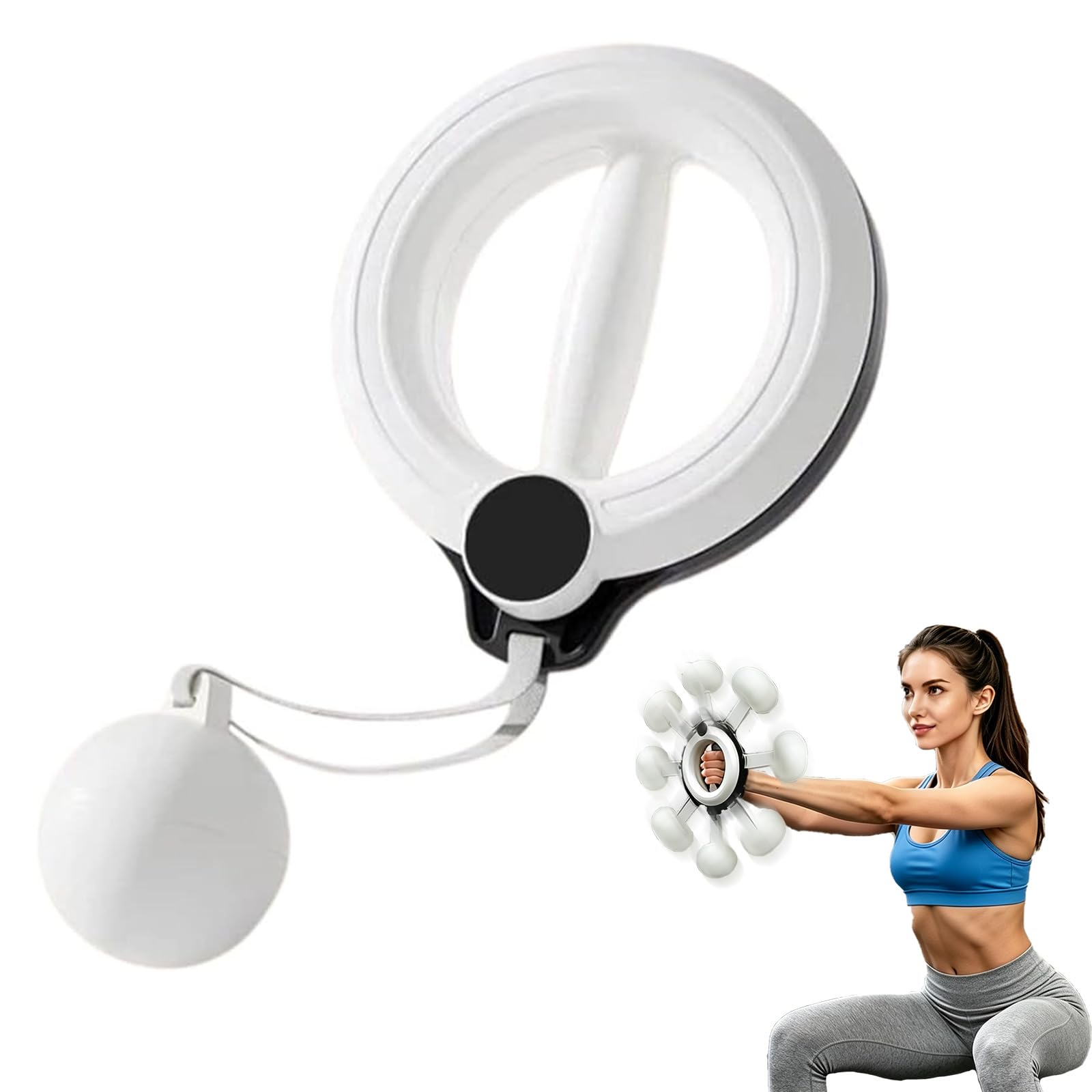 Infinity Hoop for Arms and Shoulder, 360° Smart Flabby Arm Exerciser with Digital Tracker, 1.21lbs PC Hand-Crank Forearm Workout for Upper Body Toning, Women Men Office Exercise (White, Standard)