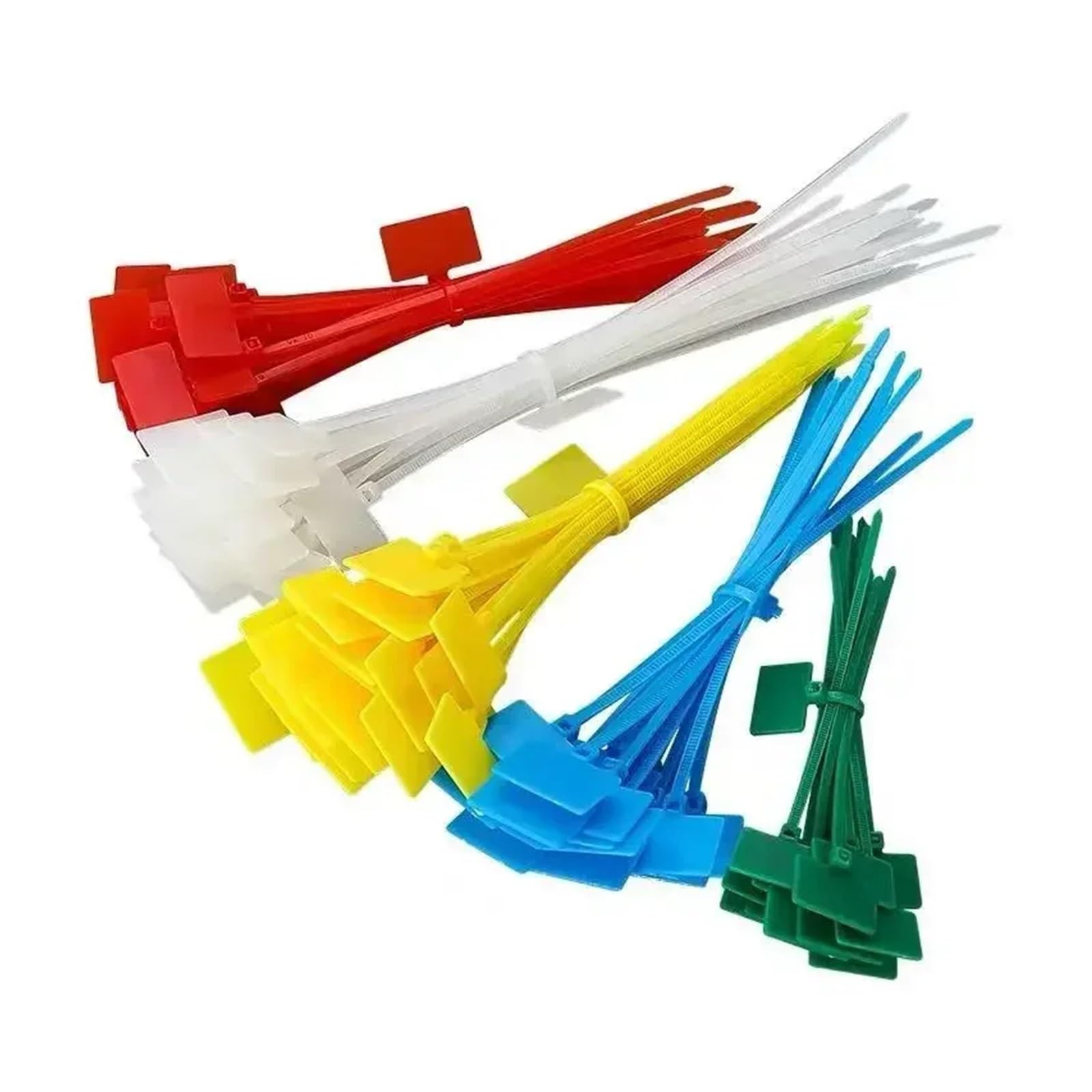 Kabelbeschriftung 100Pcs Tags Self-Locking Netzwerk Kabel Zip Trim Wrap Schleife Draht Straps Label 3 * 100mm 4 * 150mm 4 * 200mm(Red,4x200mm)