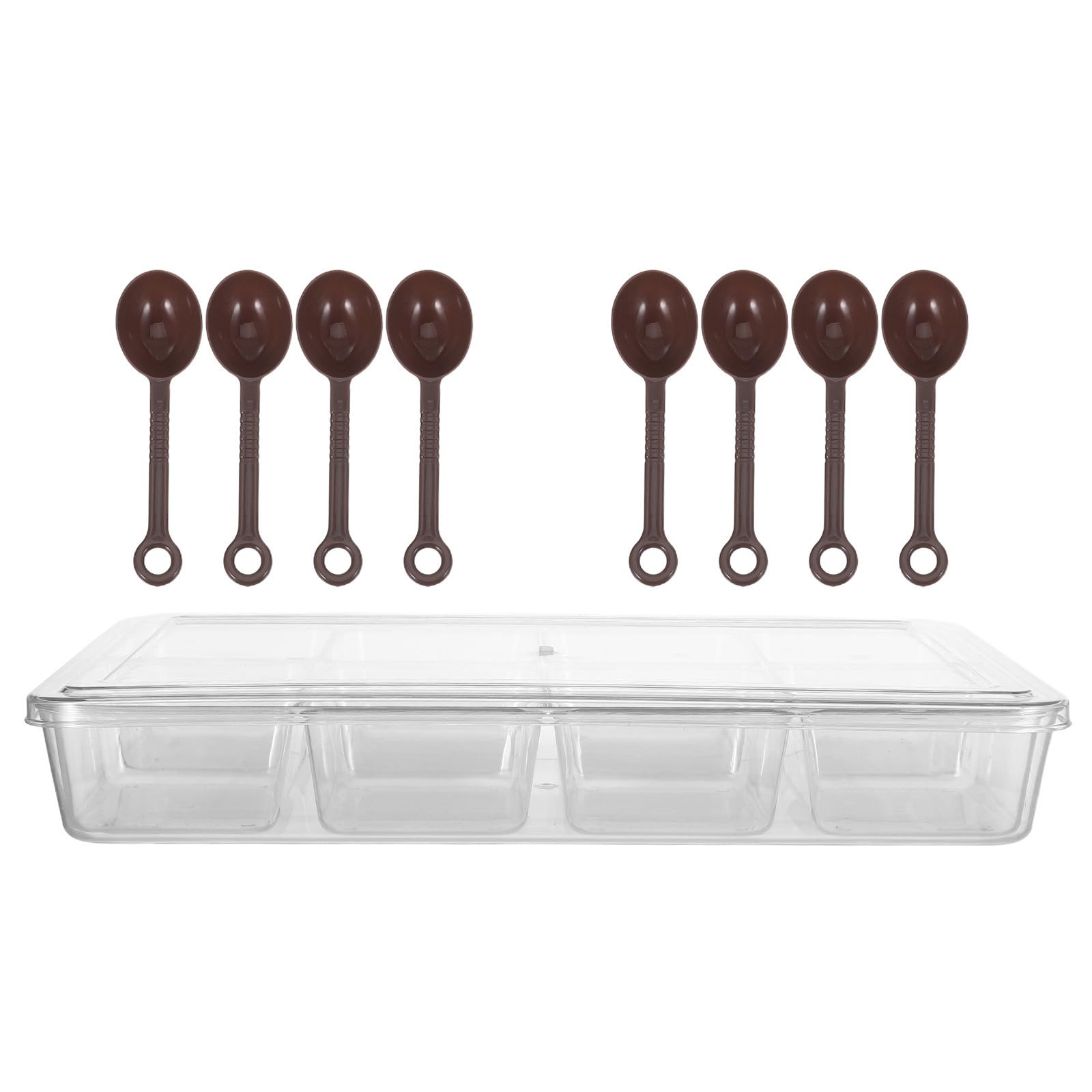 ibasenice Transparente Gewürzbox mit 8 Fächern Deckel und Löffeln Gewürzbehälter aus PC für Salz und Zucker Frische Aufbewahrung für Hot Pot und Wohnungen