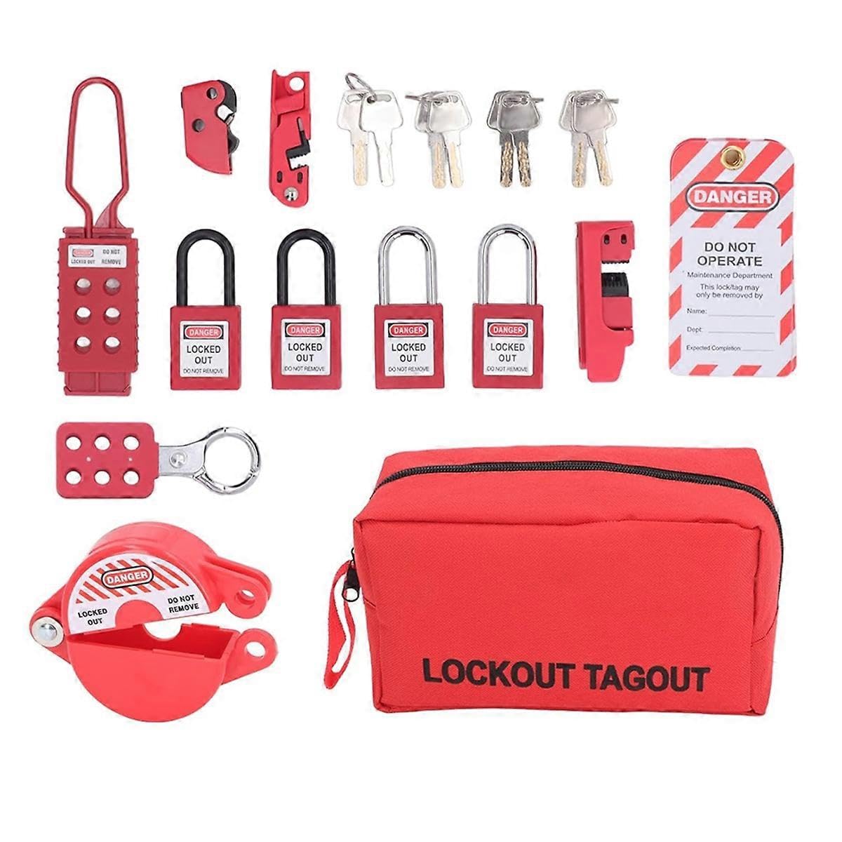 Joyhappst Image Color Lockout Tagout Kit, Electrical Safety Lockout Padlocks Kit Lockpicking Kit For Mechanical Electrical Equipment