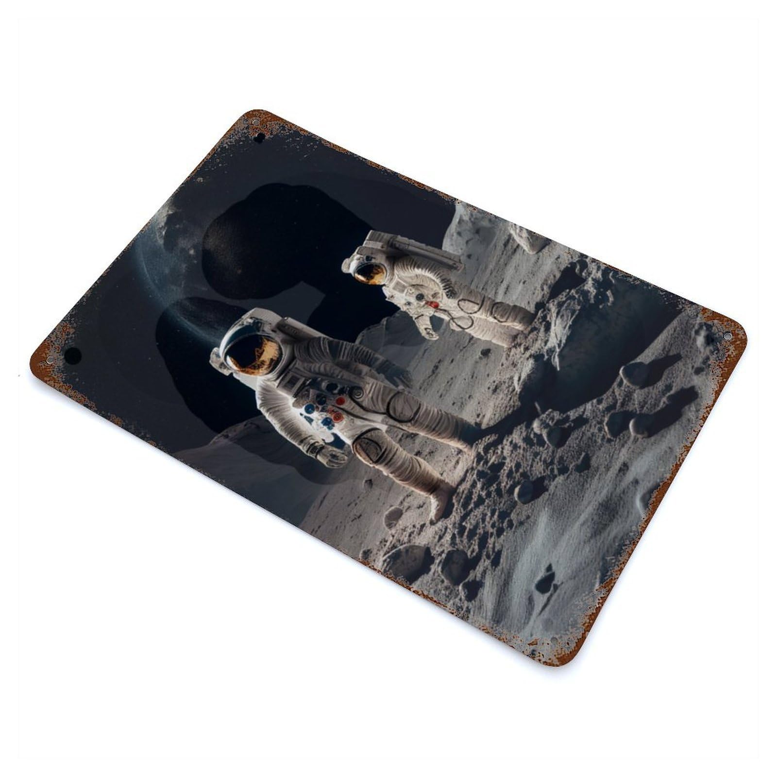 Famous Astronaut Landing Retro Metal Sign 11.8"x7.9", Classic Wall Plaque for Garage, Pub Or Kitchen