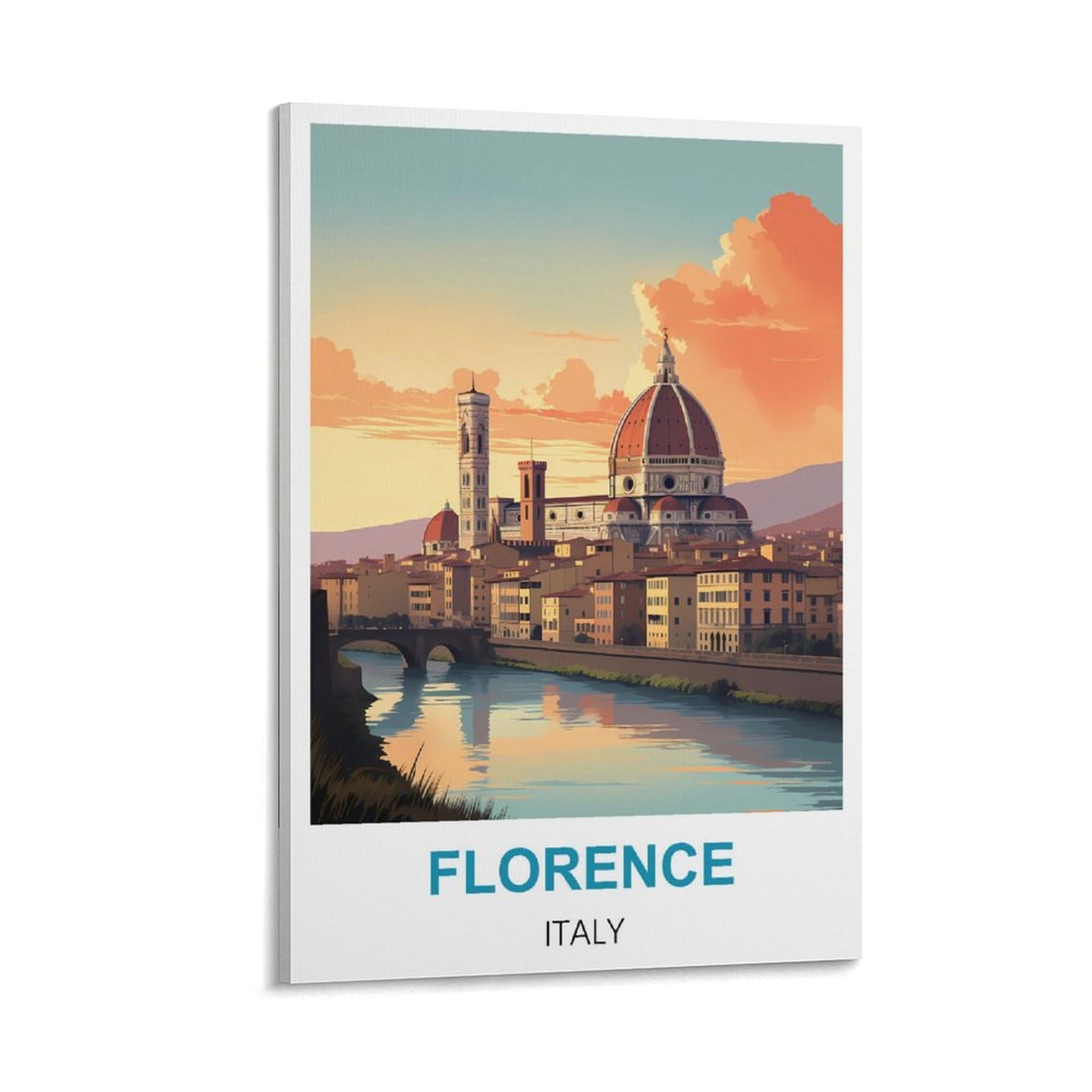 Jyicuncho Frame-Style Florence Italy Vintage Travel Posters 24X36inch(60X90cm) Canvas Prints Wall Art Paintings Pictures For Living Room Bedroom Wall Decor