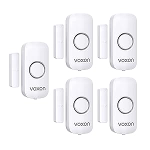 VOXON Alarma para Puertas y Ventanas, Fácil de Instalar, Alarma Antirrobo Magnética para Puertas y Ventanas con 100 dB de Volumen para la Seguridad de los Niños en Casa y Tiendas (5 Unidades)