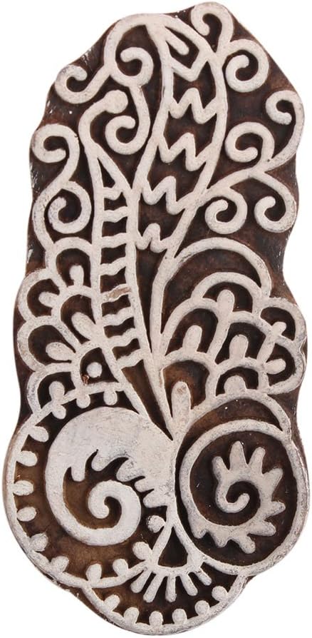 Indian Shelf Vocalforlocal Handmade Brown Set of 1 New Wooden Printing Block
