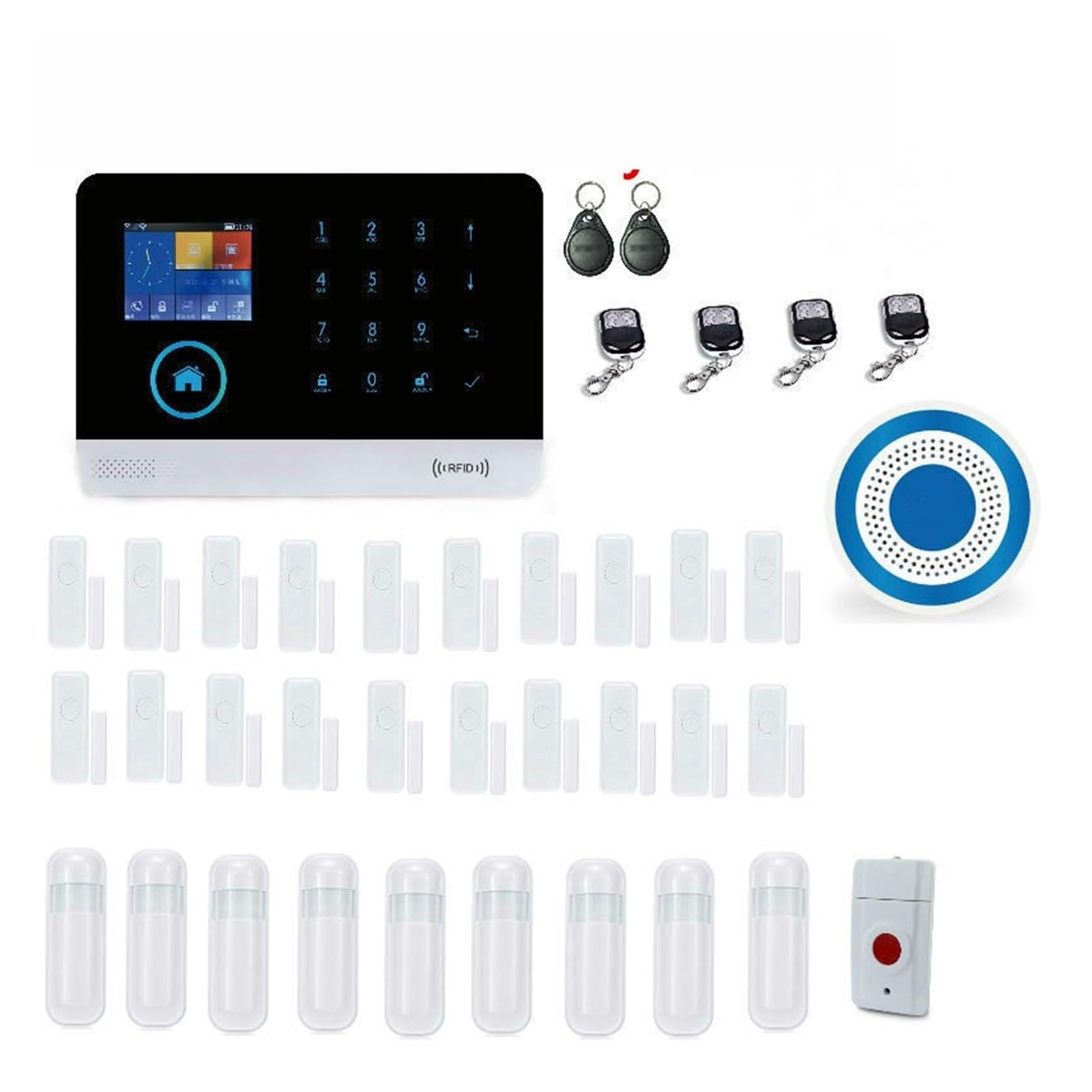 Sistemi Allarme Casa WIFI 4G GSM di allarme intelligente Kit antifurto for la sicurezza domestica Touch screen da 2,4 pollici APP Telecomando Braccio RFID Disinserimento