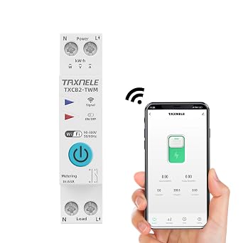 TUYA WiFi Smart Circuit Breaker Power Metering Energy Meter KWh 1P 230V 63A Voltmeter Ammeter Energy Meter DIN Rail Smart Life Wireless Remote Control Switch Timer Voice Control 40A