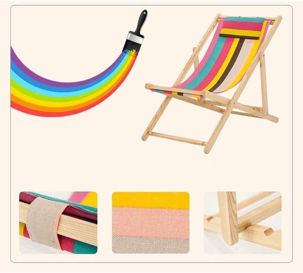 Canvas Folding Deck Chair for Outdoor Balcony, Patio Reclining Chairs