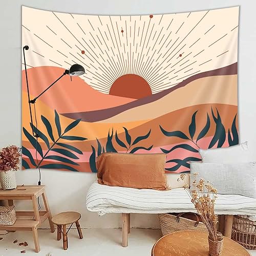 Vista 3 de Viajar Tapiz bohemio para colgar en la pared, estilo moderno de mediados de siglo, impresiones artísticas de pared contemporáneas para dormitorio