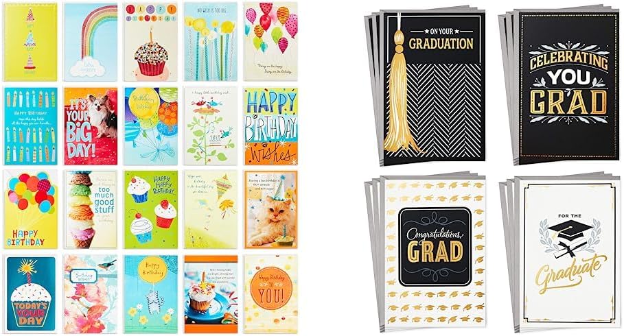 Hallmark Birthday and Graduation Cards Assortment (32 Cards with Envelopes)