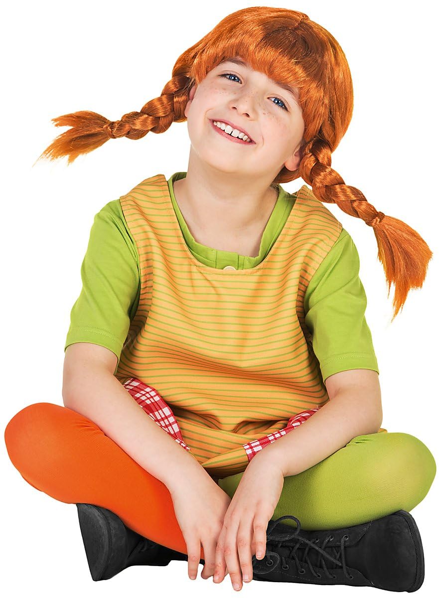 Maskworld Pippi Langstrumpf Kostüm für Kinder - 3teilig - grün/gelb Lizenz Filmkostüm (110/116)
