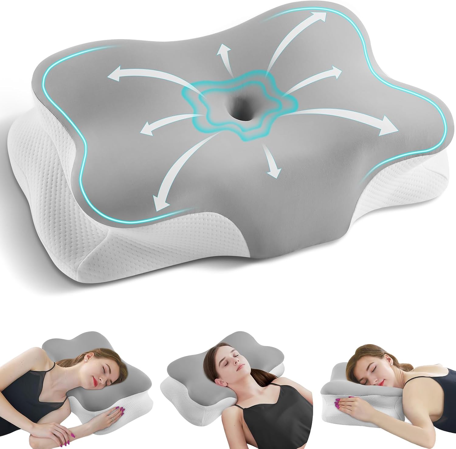 LOFTER Oreiller Coussin Memoire de Forme,Oreiller Ergonomique Cervical