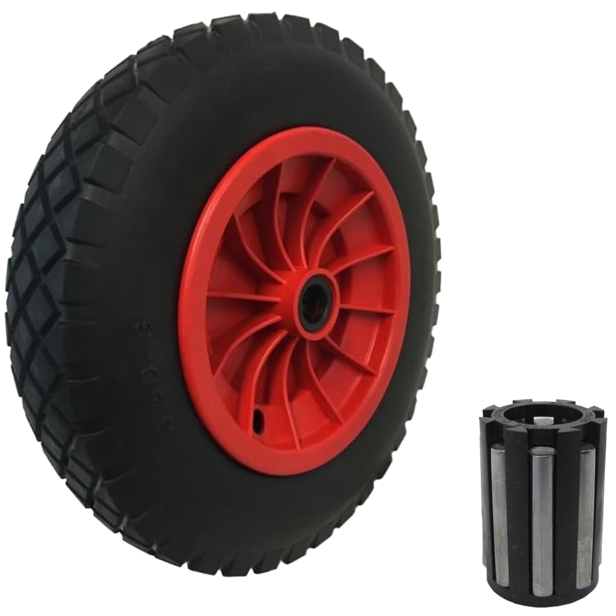 Ketoplastics 14" Pu Solid Wheelbarrow Wheel/Tyre 3.50-8 Puncture Proof With Plastic Centre - With 20Mm Bearings