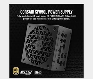 Corsair SF850L Fuente de alimentación SFX Totalmente Modular y de bajo Ruido Compatible con ATX 3.0 y PCIe 5.0 Ventilador silencioso PWM de 120 mm Eficiencia 80 Plus Gold Modo Cero RPM Cond