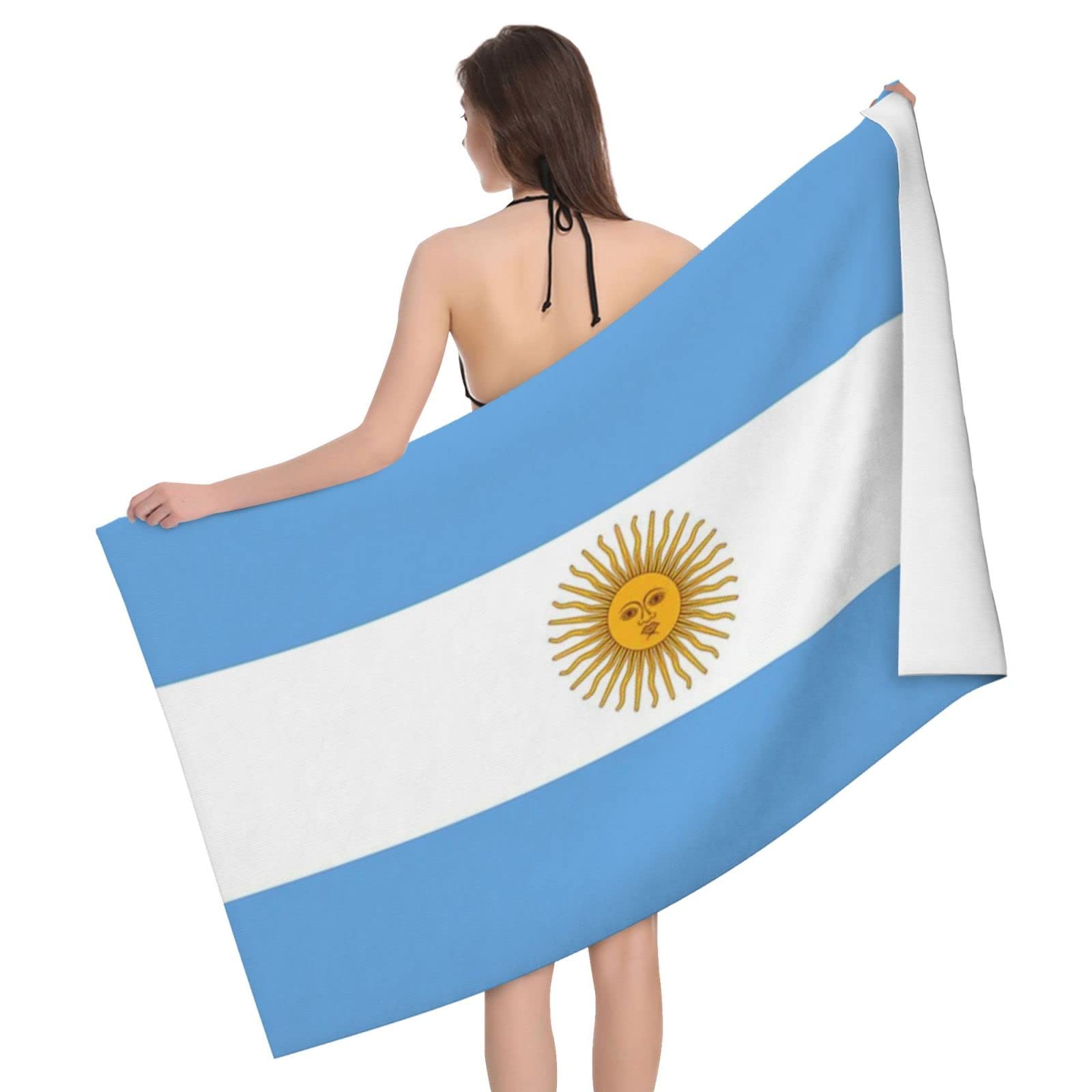 Lsjuee Flag of Argentina Microfiber Beach Towel Absorb Water Quick Dry Bath Towel, for Beach, Swimming Pool, Camping