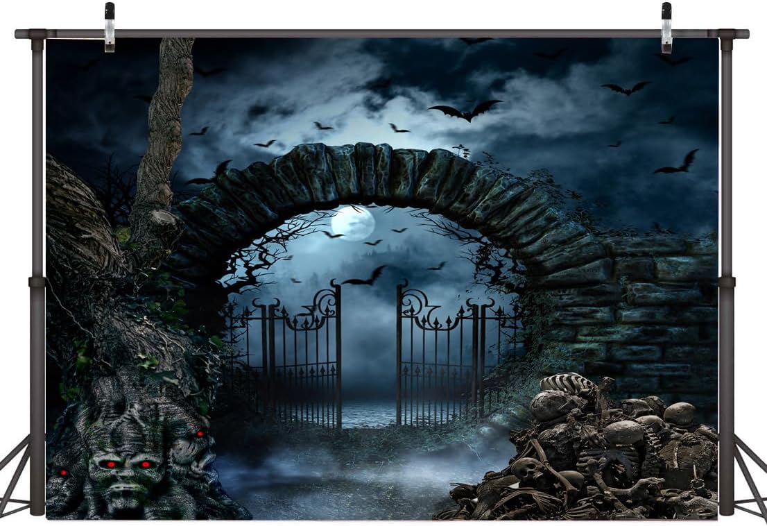 AIIKES 7x5ft Halloween Haunted House Backdrop For Photography - Spider Web Retro Stairs Creepy Setting - Children To Adults Portraits & Photo Studio Props 12-343