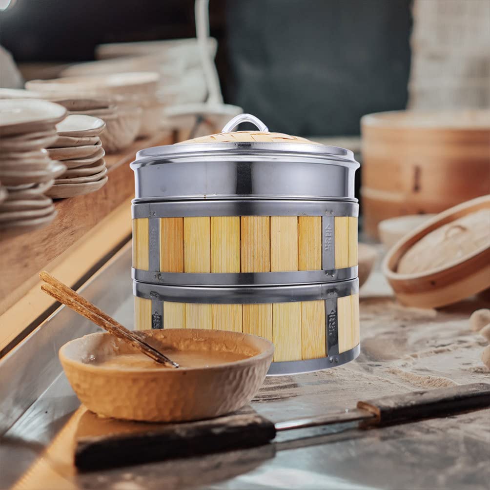 Panier Vapeur En Bambou Et Inox Pour Cuisine – Cuit Vapeur Japonais Pour Légumes, 14 Cm, Neuf