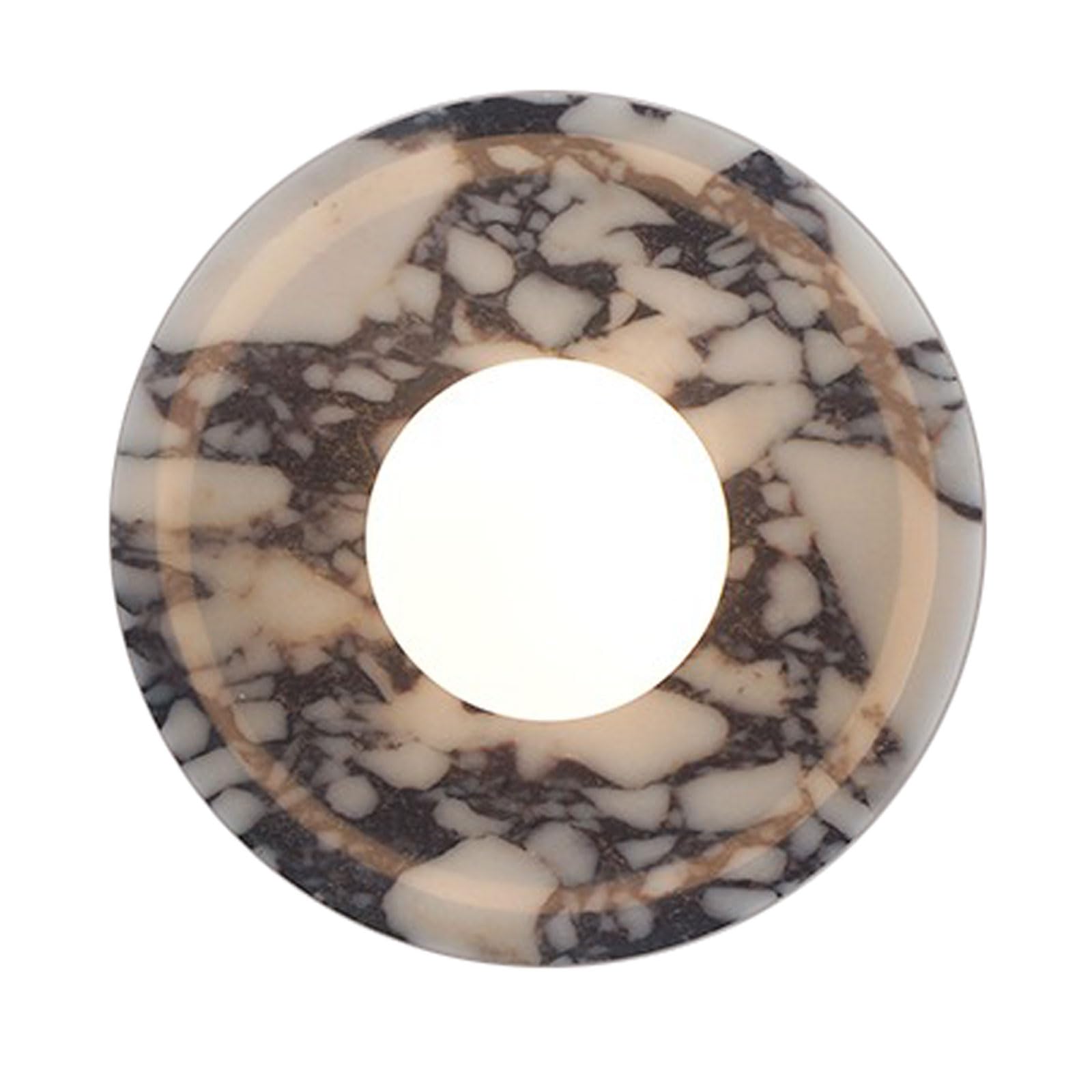 KHUKHU Natural Marble Wall Sconce, Modern Round Stone Wall Lamp with Glass Globe, G4 LED Vanity Light Fixture for Bedroom, Living Room, Hallway & Staircase, Warm Light(7.8in)