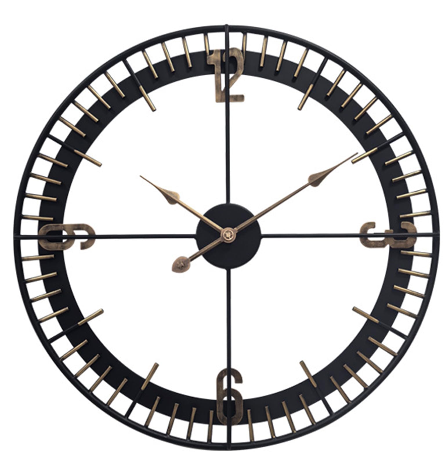 Reloj de Pared Grande y silencioso de 60 cm (24 Pulgadas), Estilo Industrial Vintage, Funciona con Pilas, Ideal para la decoración de la Sala de Estar, el Dormitorio, la Cocina