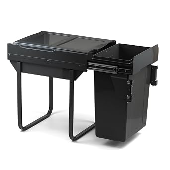 Handle & Home 450mm Kitchen Cupboard Bin Door Fix 2 x 30L Integrated Pull Out Waste Recycling