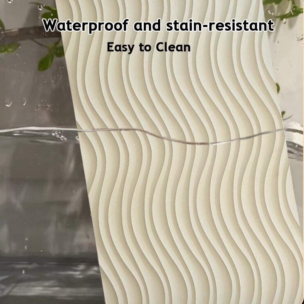 Tabiques de PU Huecos, Paneles de Pared 3D para decoración del hogar - Ladrillos de Revestimiento de PU Impermeables con Textura Ondulada para decoración de Paredes Exteriores y de oficinas