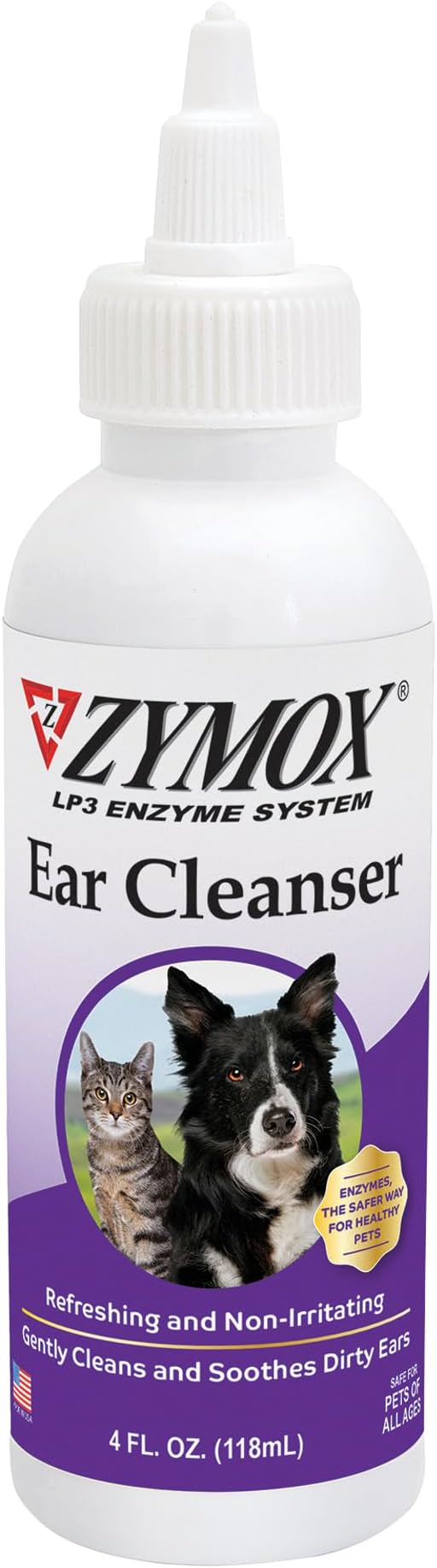 Zymox non-medicated ear cleanser solution for routine cat care