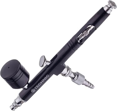 TC TECHNIC - Airbrush - Air Brush - Double-Action Precision Tool for Fine Lines, Shading and Drawing, for Painting, Suitable for a Wide Range of Applications - 0.3 mm Nozzle + Tank, AB-140 Black