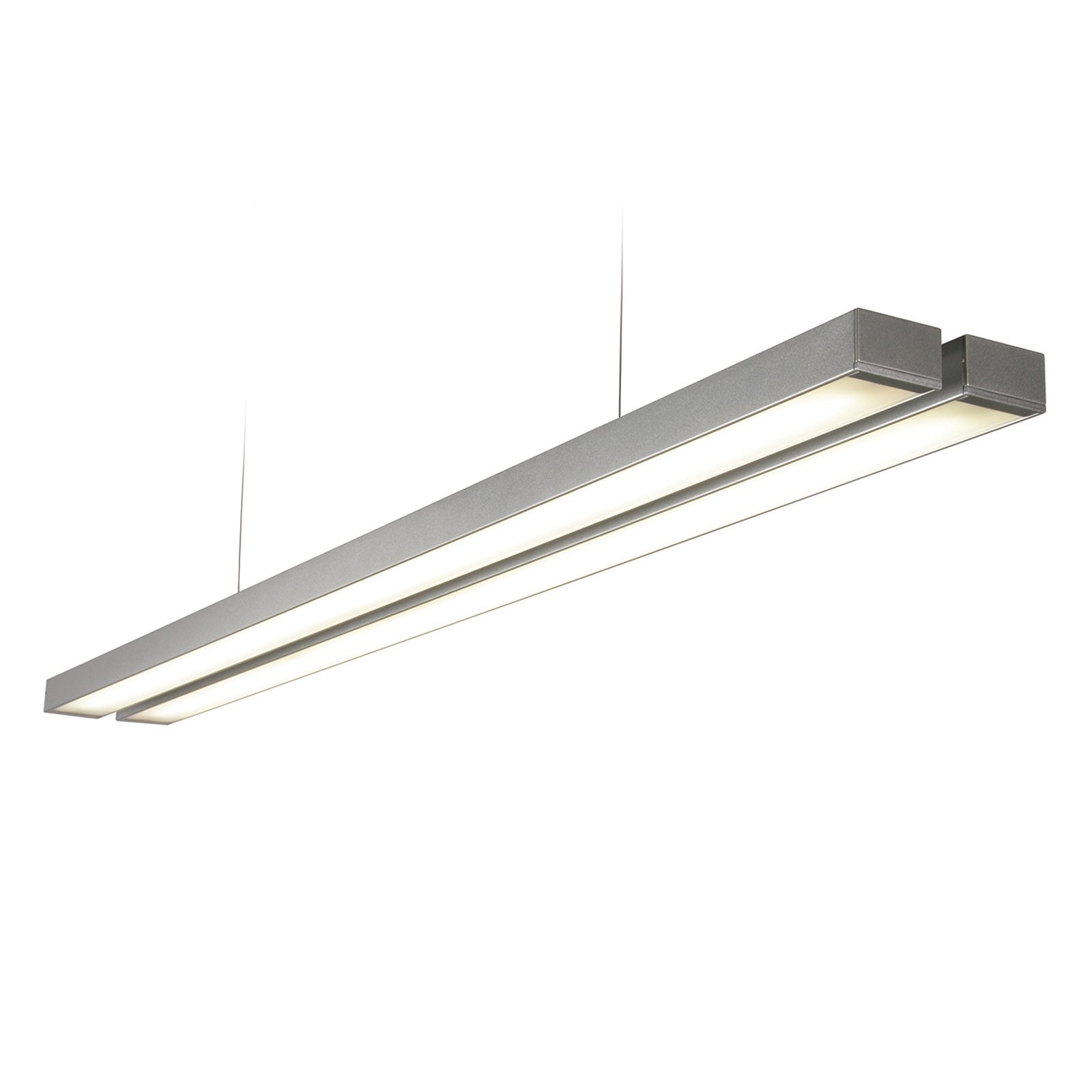 B&Q -  Luminosa Borde Integrated Led Linear Baton Pendant Twin Bar SilverOpal
