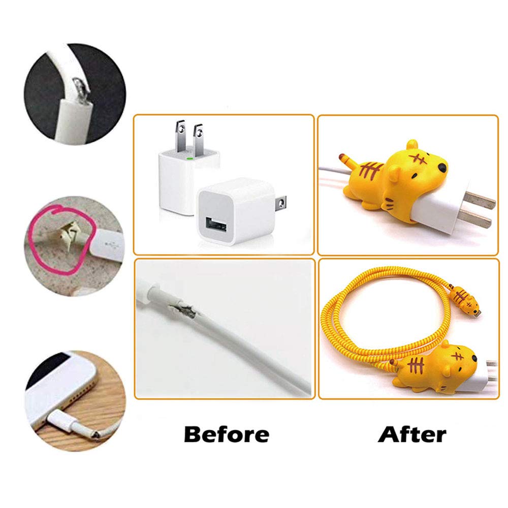 Flash Deals - 40% OFF ZOEAST(TM) DIY Animal Protector USB Charger Saver Charging Data Earphone Line Protector Compatible with All iPhone Xs Max XR X 8 7 6 Plus USB Wire (Stitch)