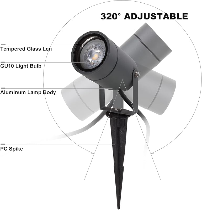 DAWALIGHT 4 darabos talajszpot szett GU10 IP65 vízálló kerti lámpa meleg fehér LED