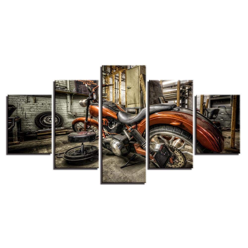 Peinture en aérosol moderne de moto rouge, une œuvre d'art déco exclusive
