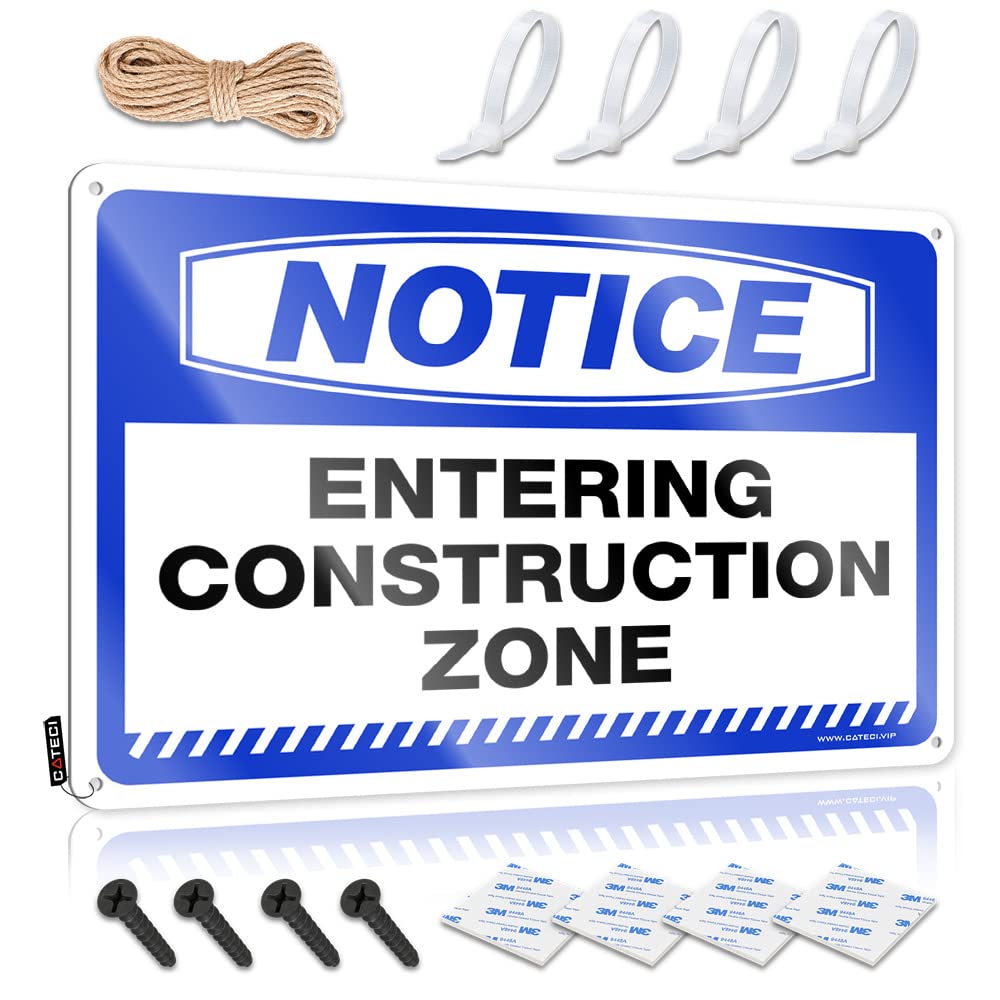 IBWNBBUSN Vintage Metal Signs Funny Notice Entering Construction Zone Tin Sign Men Cave Decor Warning Signs For Bedroom(30X40CM)