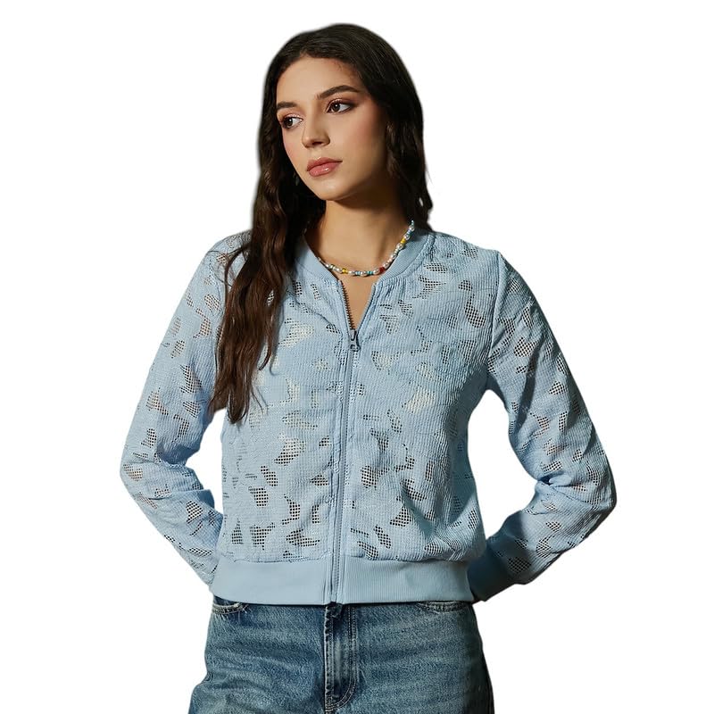 Image of Campus Sutra Women's Fleece-Lined Biker Jacket For Casual Wear | Spread Collar | Long Sleeve | Zipper Closure | Jacket Crafted With Comfort Fit For Everyday Wear