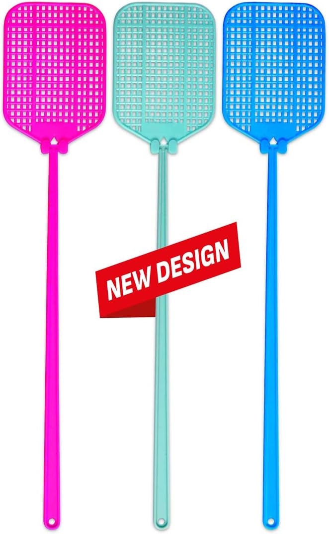 AYA Fly SWATTER Flexible Strong Manual SWAT Set with Long Handle Summer Colors Multi Pack (3 Pack)