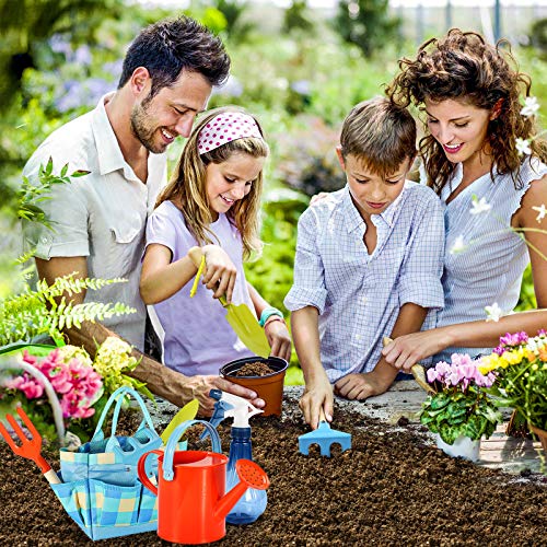 Kids Gardening Set - Kids Gardening Tools Set Colorful Children Garden Tools Fun STEM Toys with Watering Can, Gloves, Shovel, Rake, Trowel, Storage Bag, Apron, Sprayer - Gifts for Boys and Girls