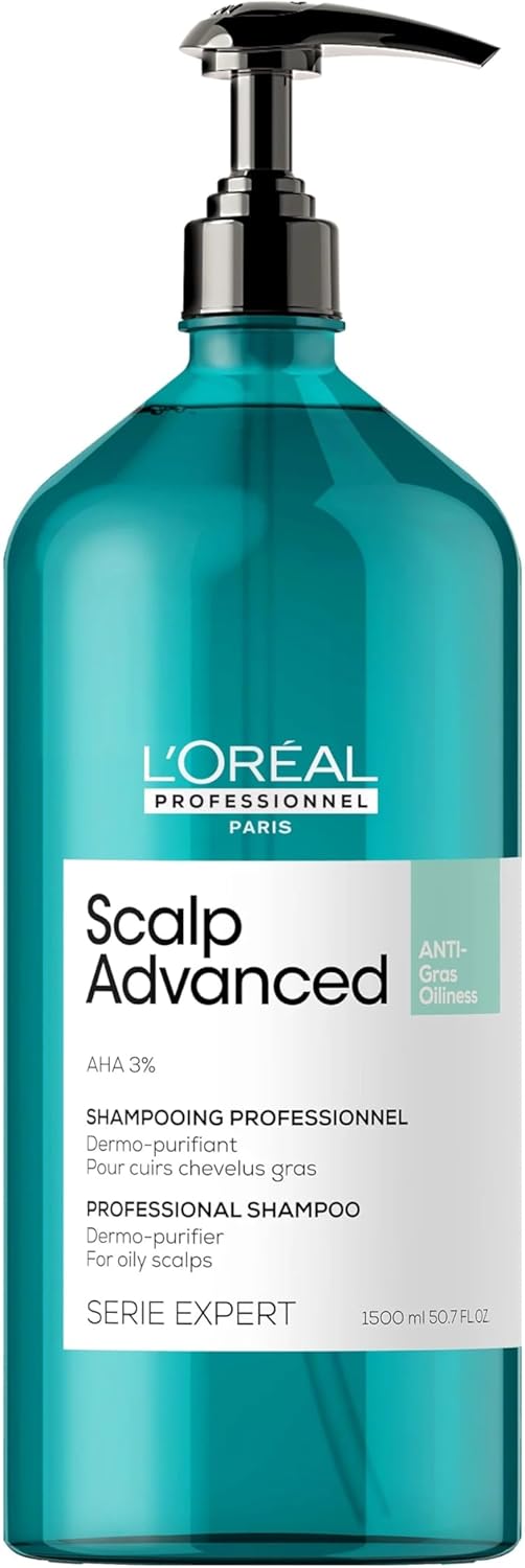 L’Oréal Professionnel, Scalp Advanced, Series Expert, anti-vet-shampoo, dermo-verzorging, reinigend, voor hoofdhuid & vettig haar, zonder siliconen, ontgift en reinigt het haar, Scalp Advanced, 1500