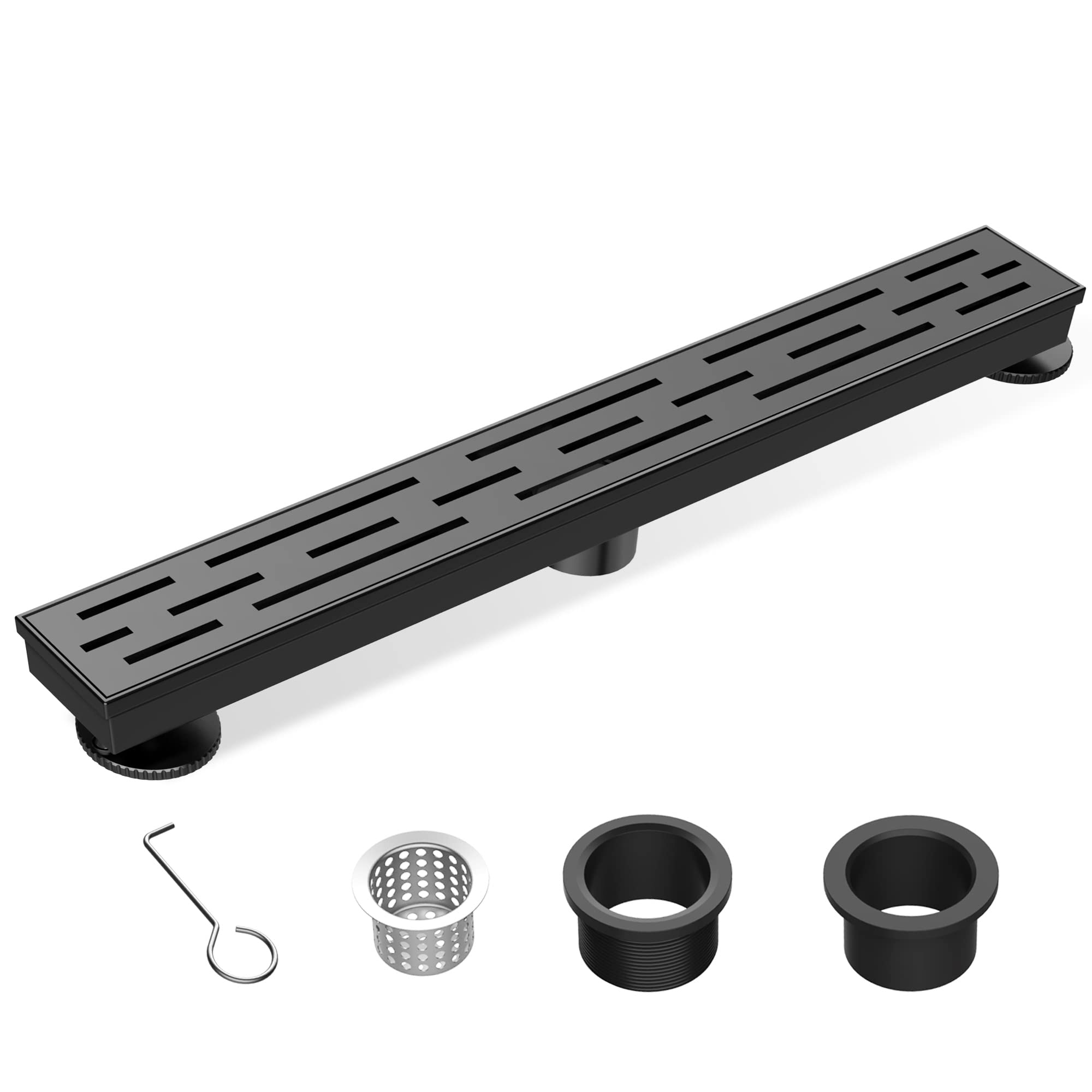 Buy Fibetter 24 Inch Linear Shower Drain Black, Rectangular Floor Drain