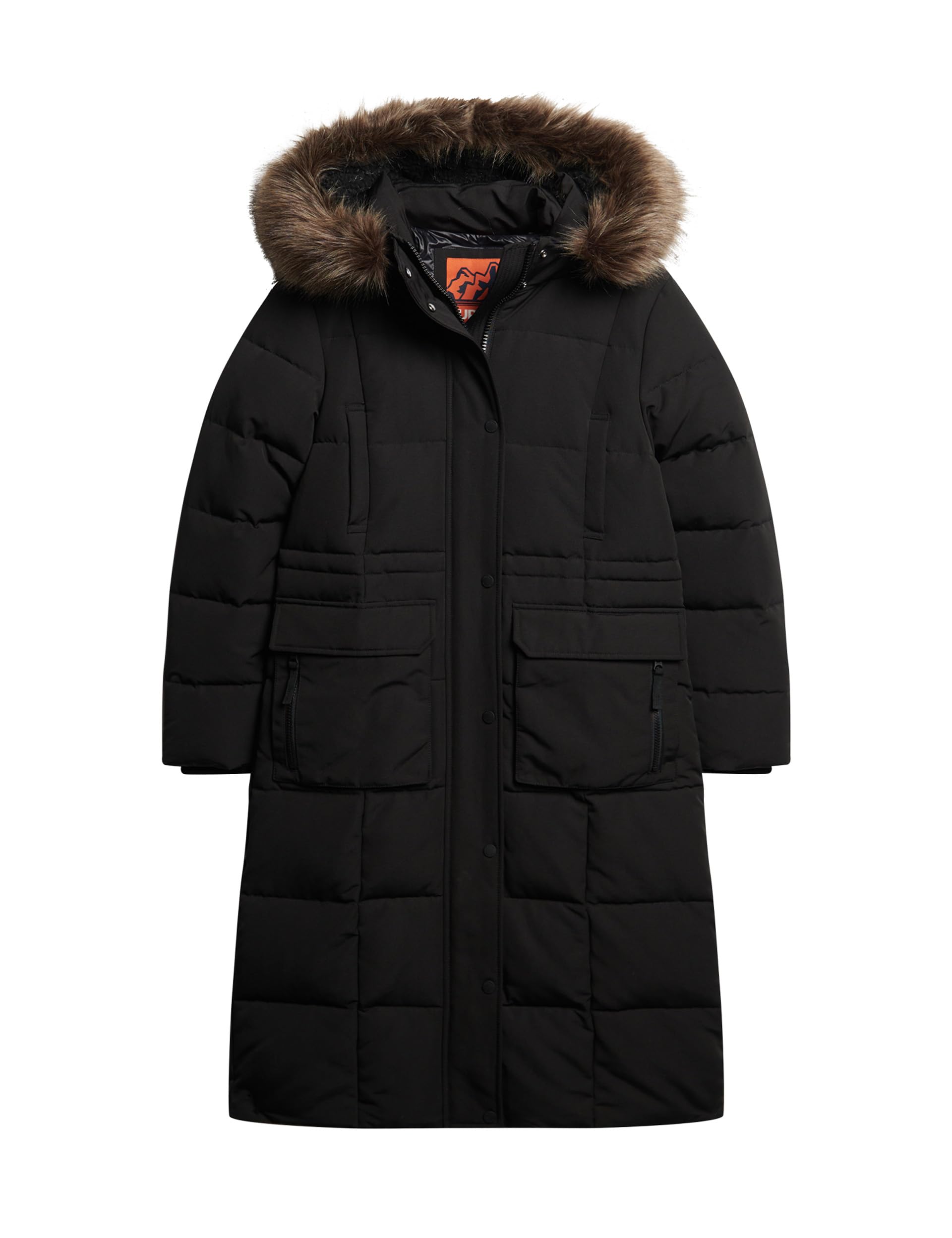 Superdry Women's Everest Longline Puffer Coat Jacket, Jet Black, UK 6