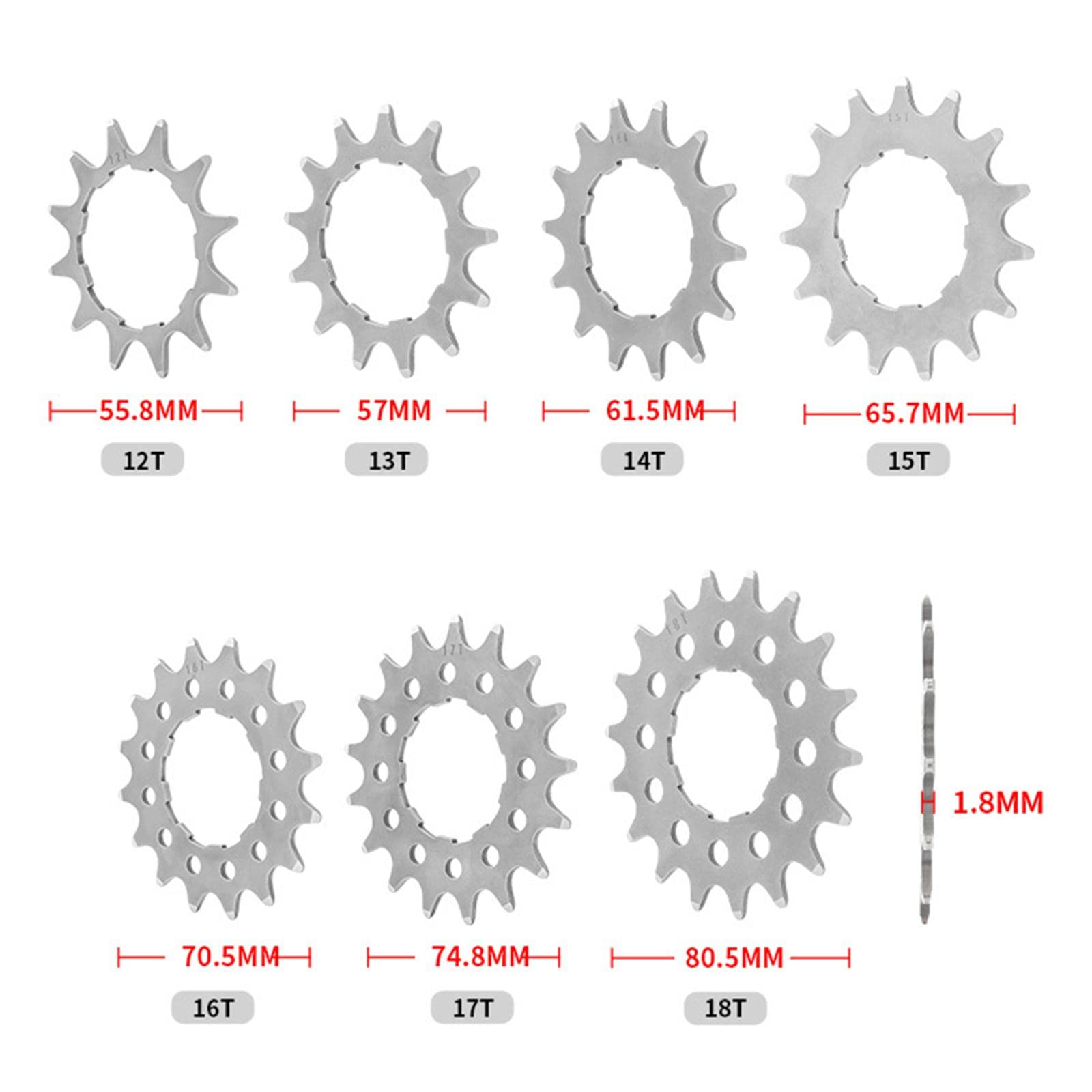 Amazon | DeeRace 防錆シングルスピードカセットコグ、12/13/14