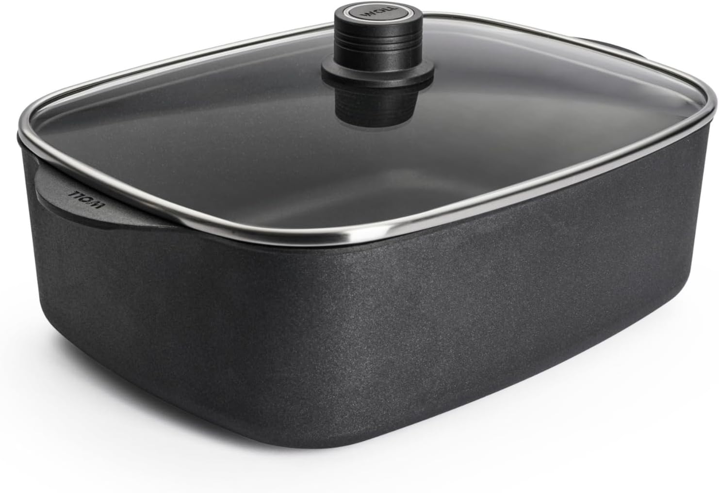 Woll Eco Logic QXR Roasting Dish with Glass Lid Inductive 31 cm x 26 cm, 11 cm High, 7.5 litres Suitable for All Types of Cookers, PFAS-Free, Cast Aluminium, Non-Stick Coating, Oven-Safe