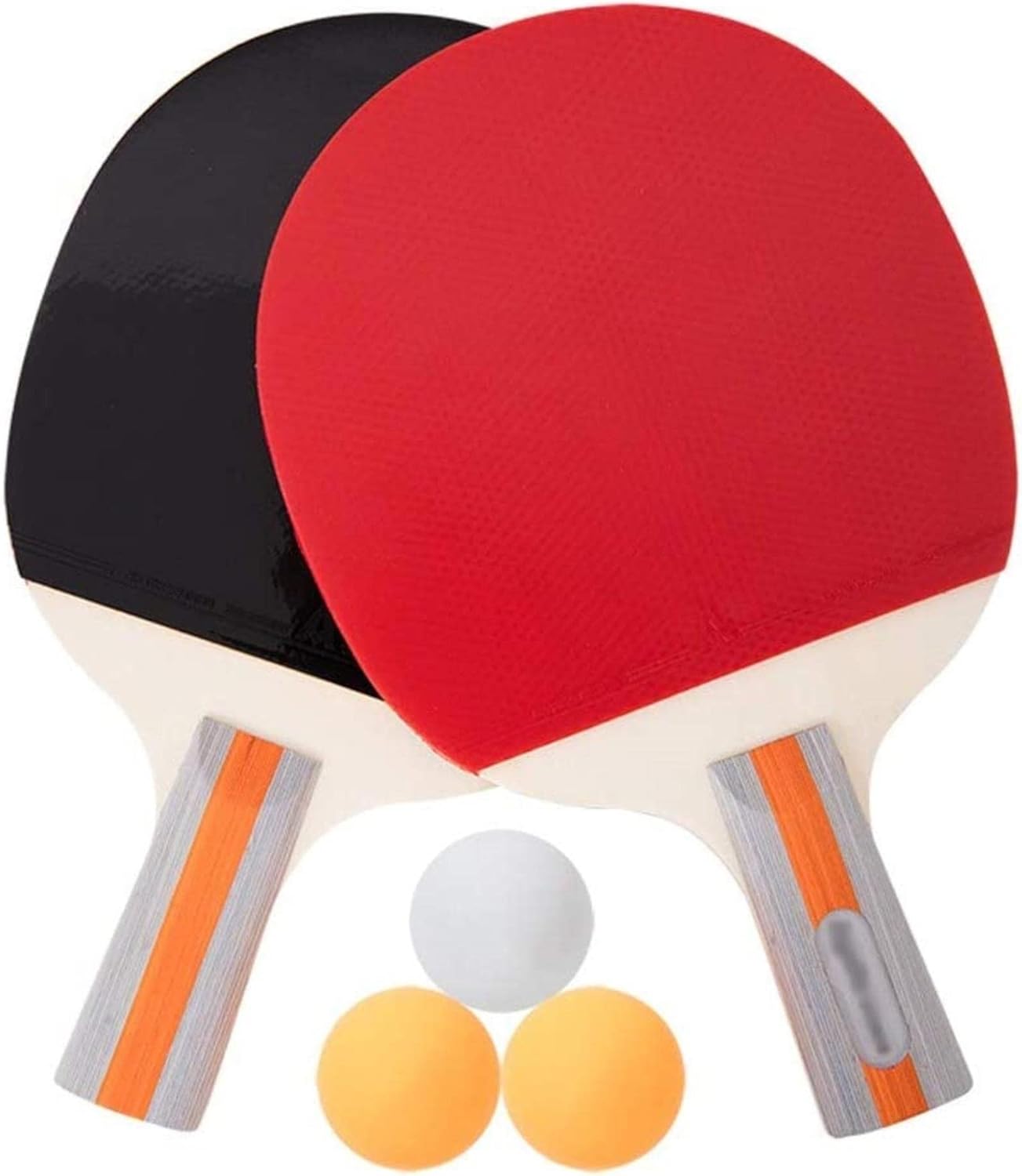 Ping Pong Paddle Double Racket with 3 Balls for All Ages Suitable for Family Leisure Entertainment Game Table Tennis Racket Table Tennis Paddle Set (Color : Black Red)