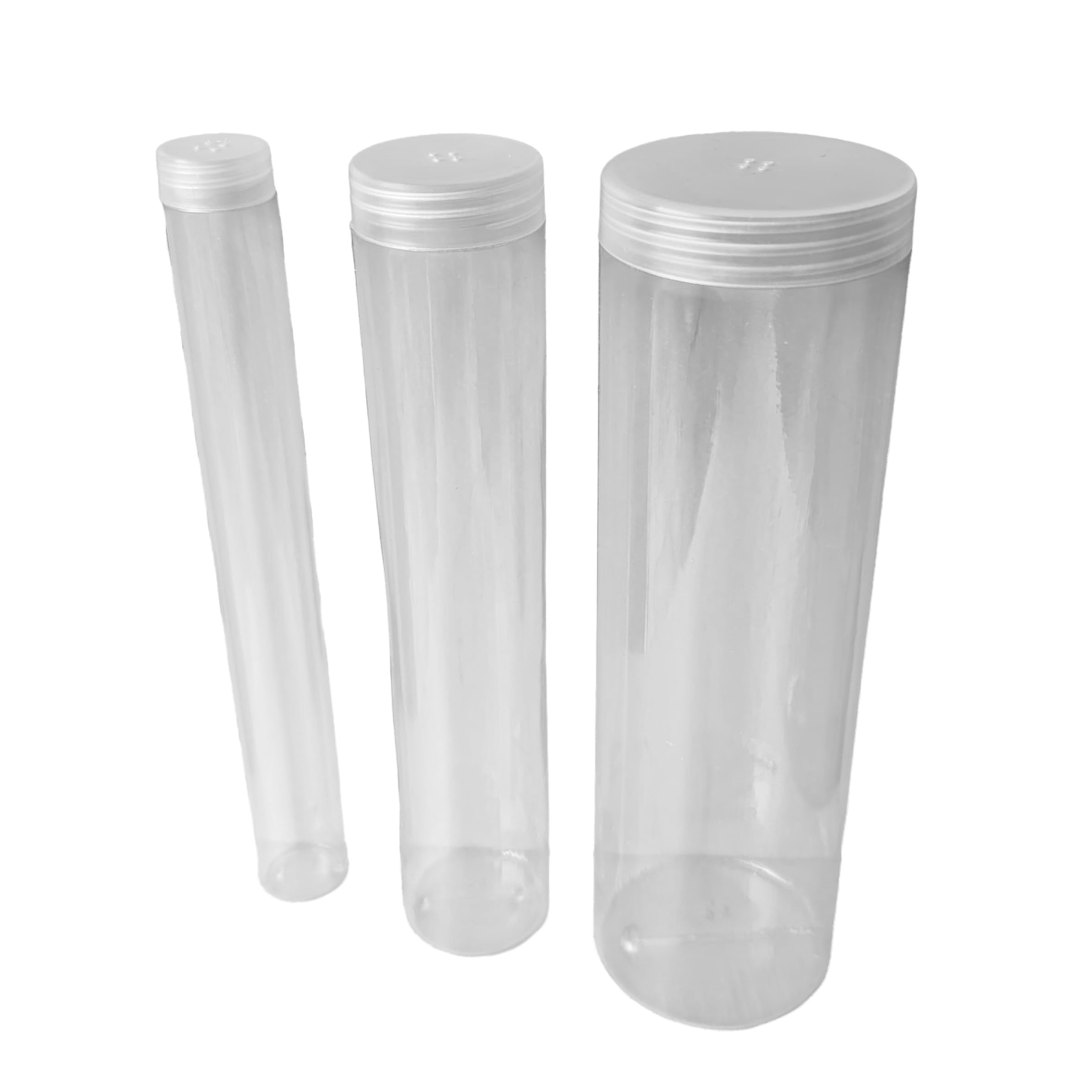 SHC Web Pack of 3 Clear Brush Tubes - Artists Paintbrush Holder Container - Transparent Plastic with Screw Lid - Storage for Makeup Brushes