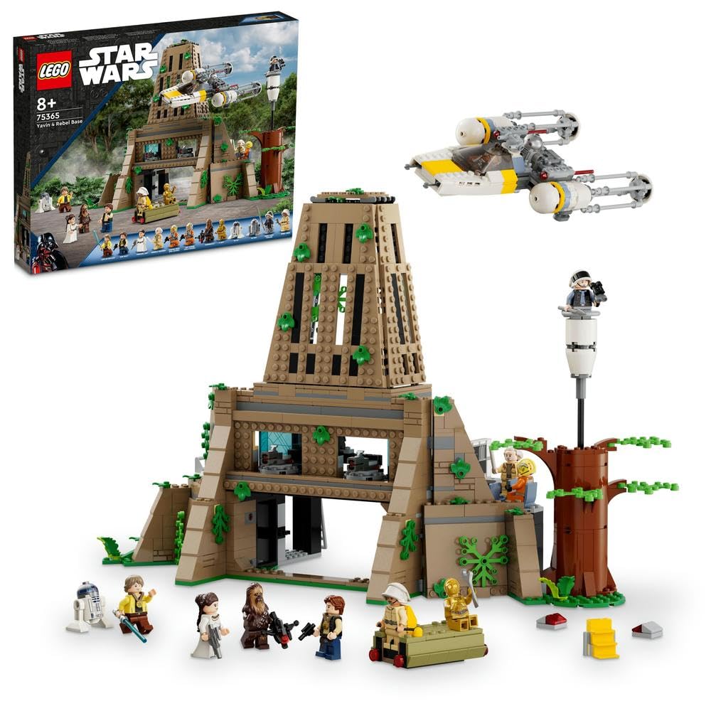 75365 Star Wars: A New Hope Yavin 4 Rebel Base Set with 10 Minifigures including Luke Skywalker, Princess Leia, Chewbacca, Ramadan Gift for Kids