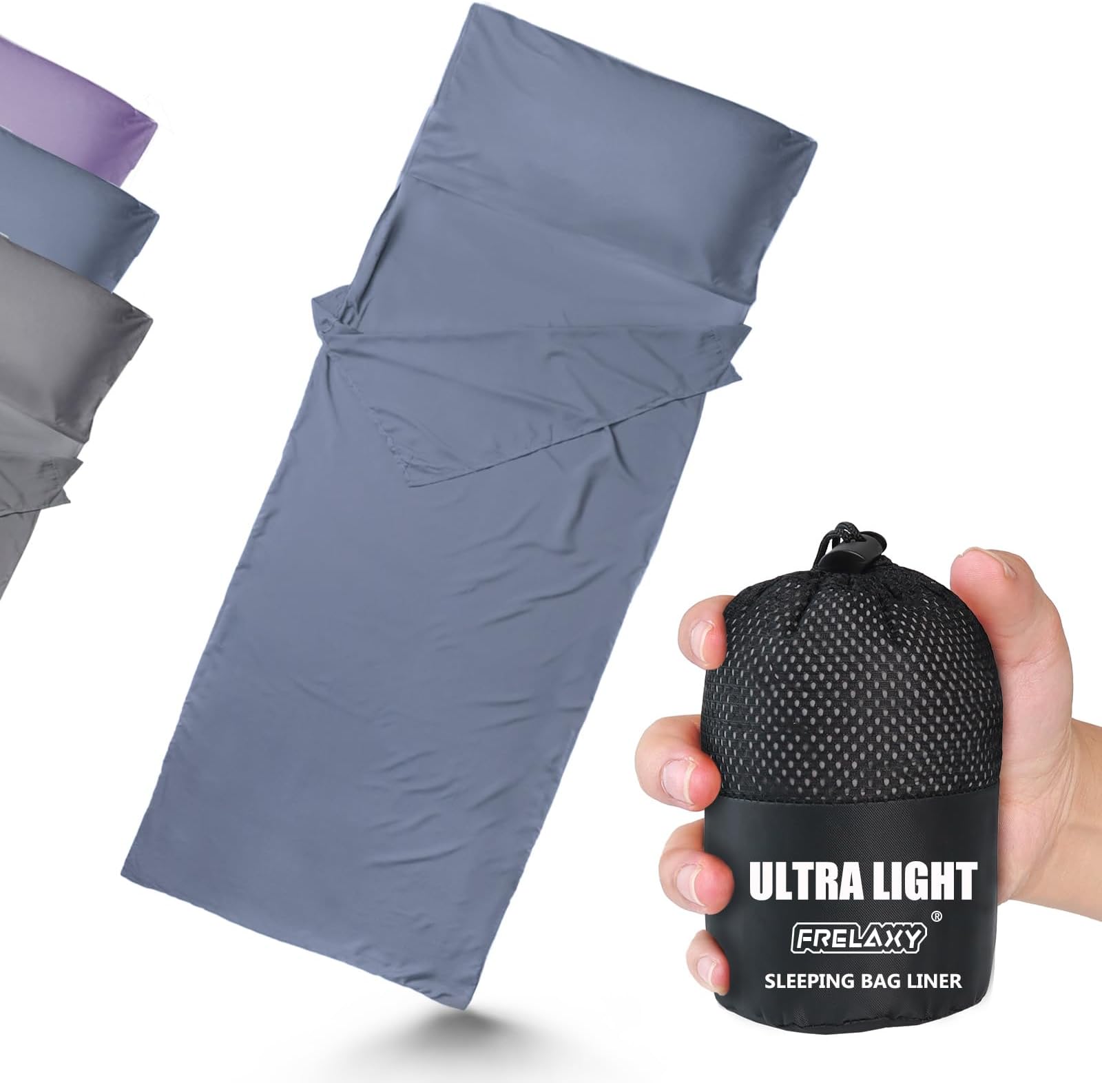 Frelaxy Ultralight Sleeping Bag Liner - Lighter & Compact, 3 Sizes Travel Sheets, Comfy Breathable & Cooling for Backpacking, Hotel, Camping, Hostels