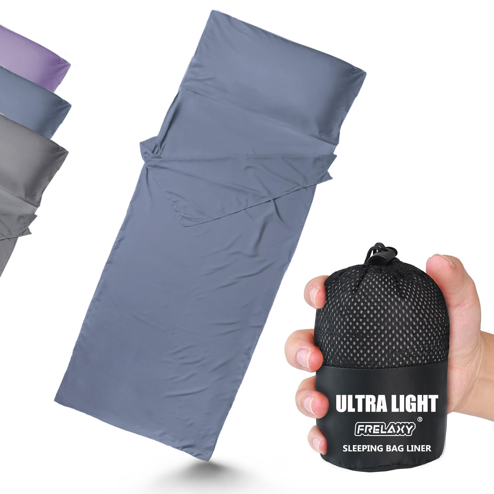 frelaxy ultralight sleeping bag liner, compact travel sheet, 3 sizes | lighter & compact, comfy breathable & cooling for backpacking, hotel, camping, hostels