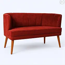 Sofá Namoradeira Resistente para Clínica Confortável Tecido Veludo Sala de Espera MOBLAN decor (Vermelho)