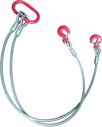 Cuerda de alambre de 4 patas de 12 pulgadas x 5 pies, 6610 libras, 3.0 toneladas, capacidad nominal vertical, 4 patas con ganchos de cabestrillo,